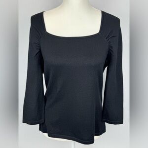 NWT Ann Taylor Black Sweater Silk Cotton Cashmere Blend Lightweight Large Petite